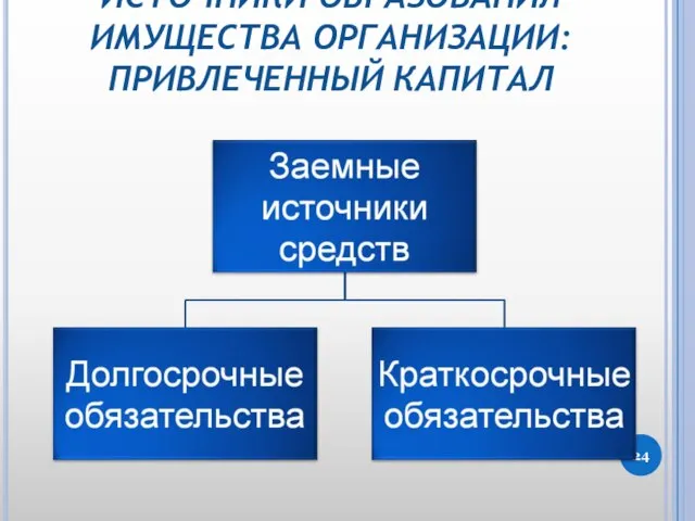 ИСТОЧНИКИ ОБРАЗОВАНИЯ ИМУЩЕСТВА ОРГАНИЗАЦИИ: ПРИВЛЕЧЕННЫЙ КАПИТАЛ