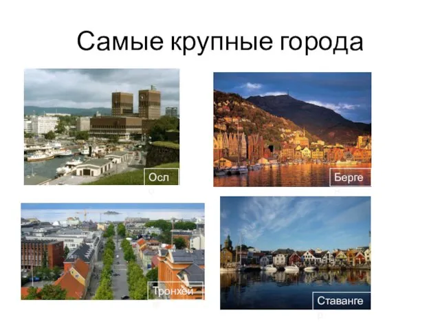 Самые крупные города Осло Берген Тронхейм Ставангер