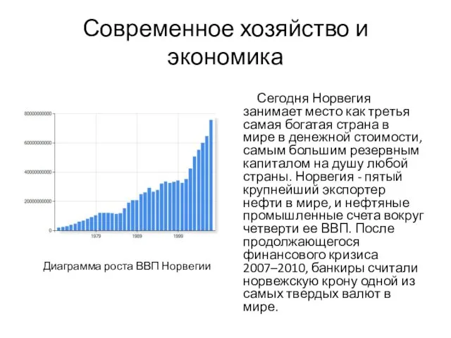 Современное хозяйство и экономика Сегодня Норвегия занимает место как третья самая