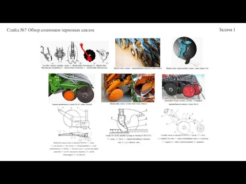 Слайд №7 Обзор сошников зерновых сеялок Задача 1