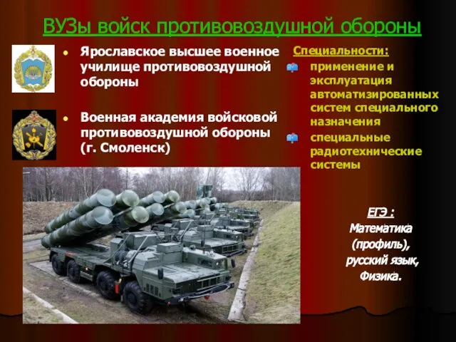 ВУЗы войск противовоздушной обороны Ярославское высшее военное училище противовоздушной обороны Военная