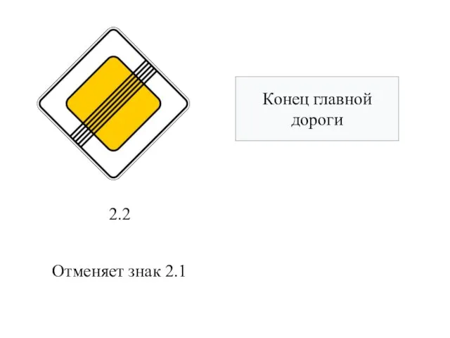 Отменяет знак 2.1 2.2