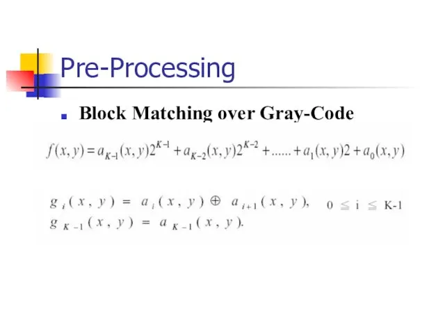 Pre-Processing Block Matching over Gray-Code Bit-Planes