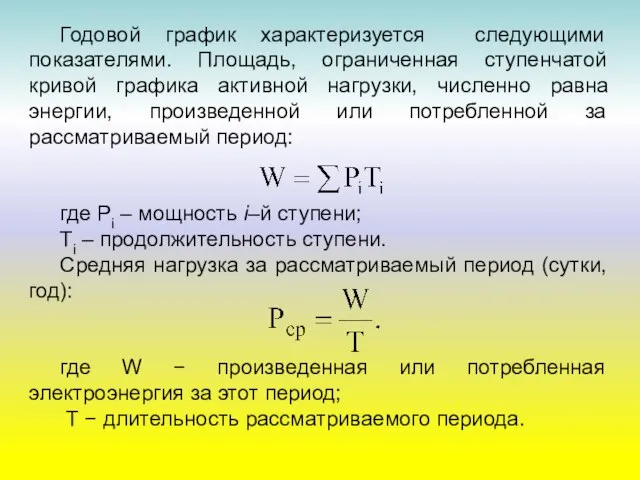 Годовой график характеризуется следующими показателями. Площадь, ограниченная ступенчатой кривой графика активной