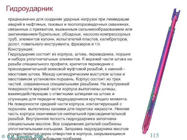 Гидроударник предназначен для создания ударных нагрузок при ликвидации аварий в нефтяных,