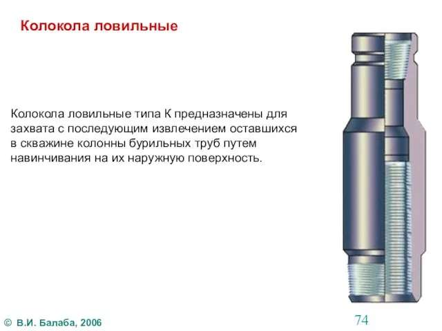 Колокола ловильные Колокола ловильные типа К предназначены для захвата с последующим