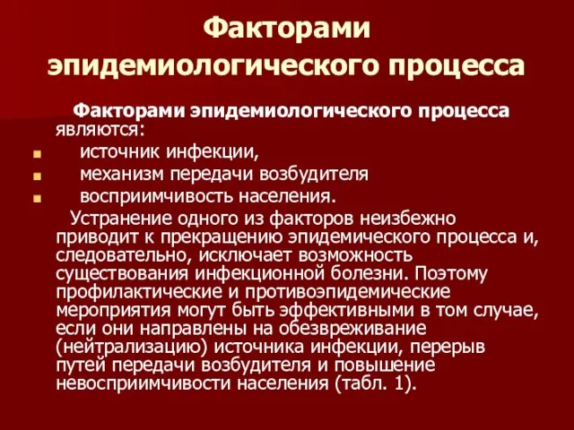 Факторами эпидемиологического процесса Факторами эпидемиологического процесса являются: источник инфекции, механизм передачи