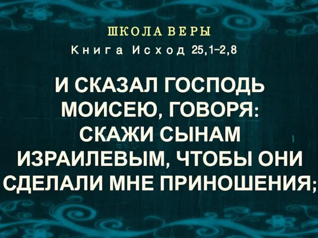 ШКОЛА ВЕРЫ И СКАЗАЛ ГОСПОДЬ МОИСЕЮ, ГОВОРЯ: СКАЖИ СЫНАМ ИЗРАИЛЕВЫМ, ЧТОБЫ