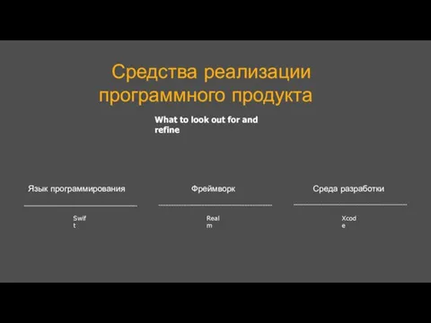 Средства реализации программного продукта What to look out for and refine