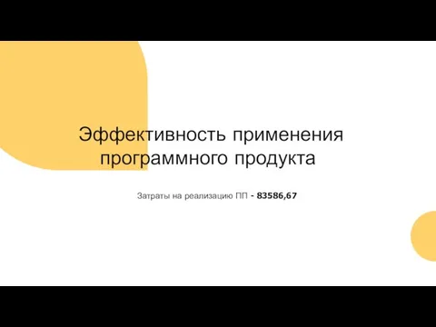 Эффективность применения программного продукта Затраты на реализацию ПП - 83586,67