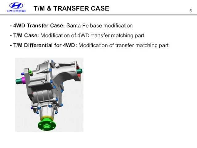T/M & TRANSFER CASE 4WD Transfer Case: Santa Fe base modification