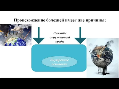 Внутреннее основание Происхождение болезней имеет две причины: Влияние окружающей среды