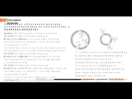 Сенсорная функция Подробное объяснение функции позиционирования по внутреннему и внешнему диаметру