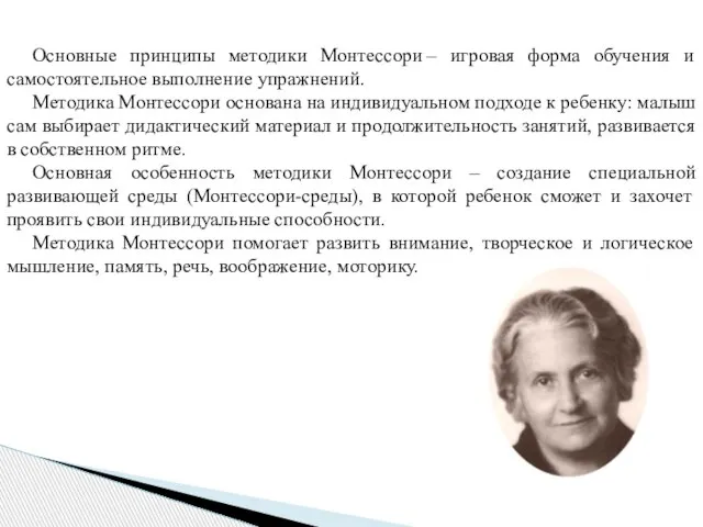 Основные принципы методики Монтессори – игровая форма обучения и самостоятельное выполнение