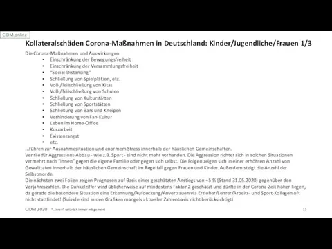 CIDM 2020 “...innen” natürlich immer mit gemeint Kollateralschäden Corona-Maßnahmen in Deutschland: