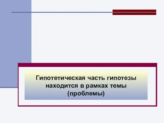 Гипотетическая часть гипотезы находится в рамках темы (проблемы)