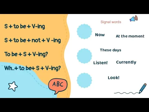 S + to be + V-ing S + to be +