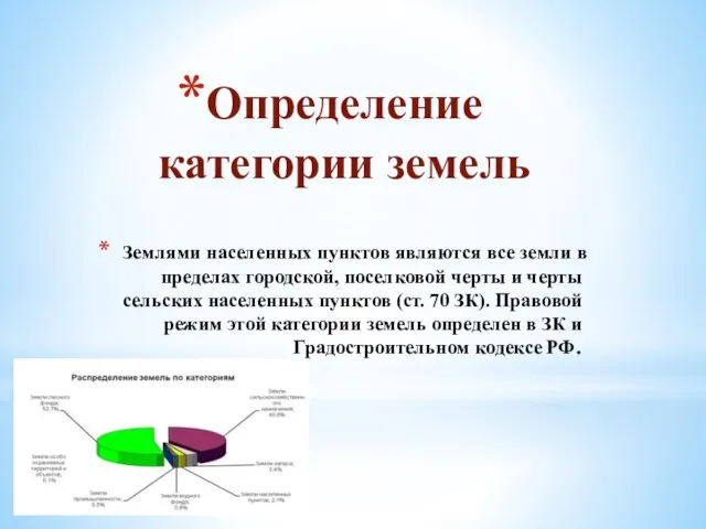 Землями населенных пунктов являются все земли в пределах городской, поселковой черты