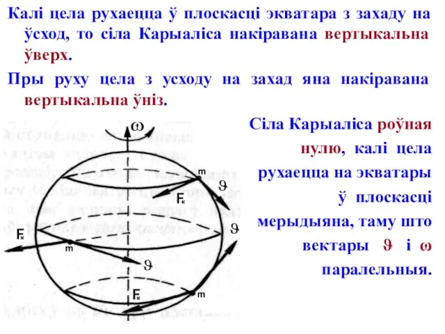 Калі цела рухаецца ў плоскасці экватара з захаду на ўсход, то