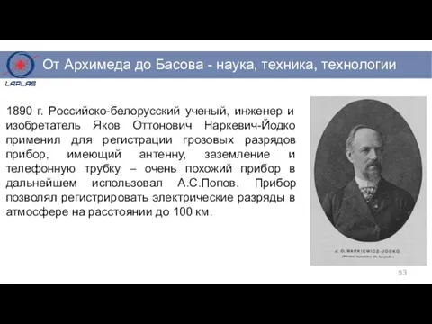 1890 г. Российско-белорусский ученый, инженер и изобретатель Яков Оттонович Наркевич-Йодко применил