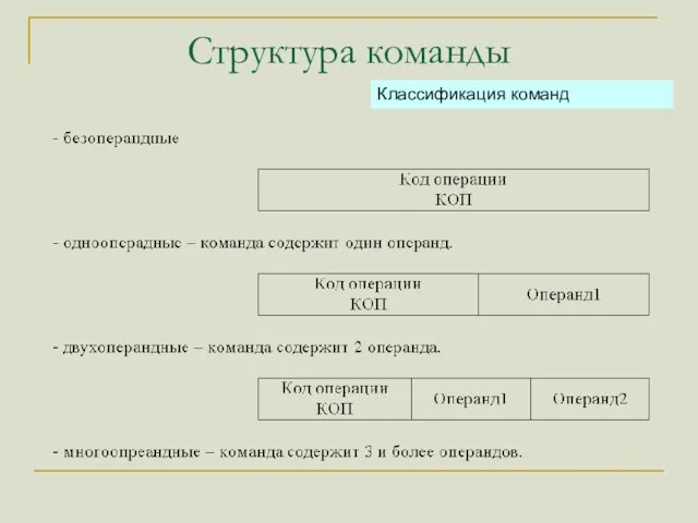 Структура команды Классификация команд