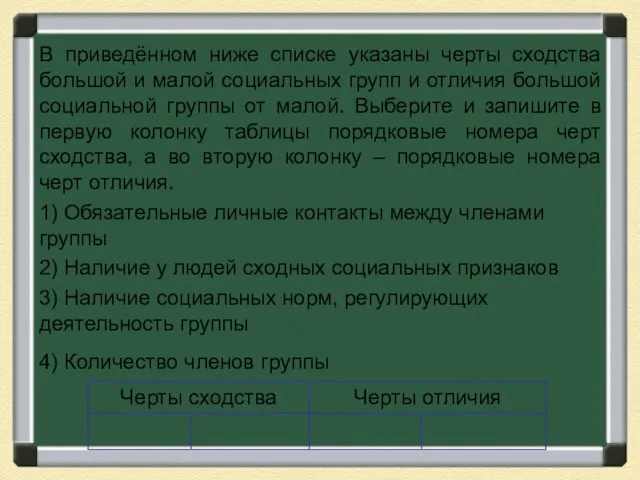 В приведённом ниже списке указаны черты сходства большой и малой социальных