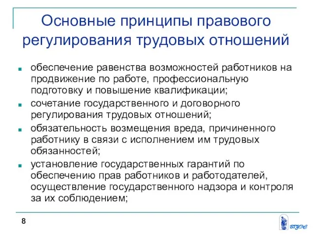 Основные принципы правового регулирования трудовых отношений обеспечение равенства возможностей работников на