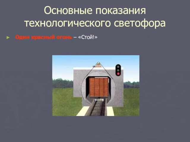 Основные показания технологического светофора Один красный огонь – «Стой!»