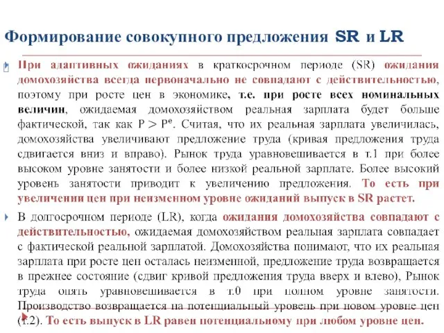 Формирование совокупного предложения SR и LR