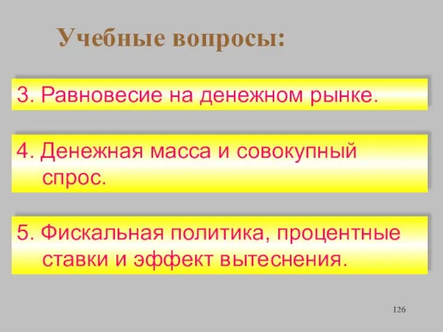 3. Равновесие на денежном рынке. 4. Денежная масса и совокупный спрос.