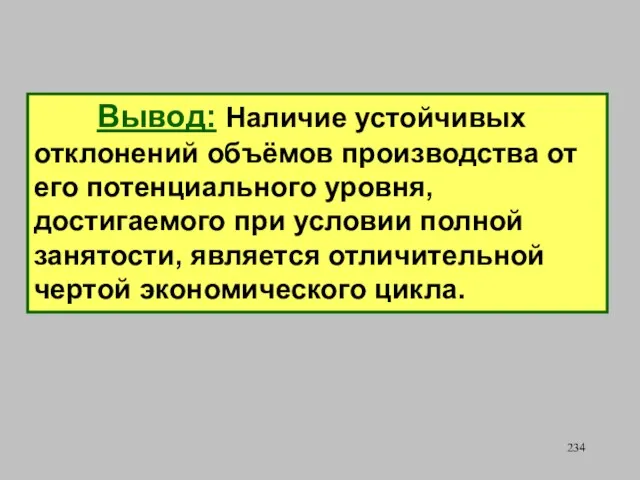 Вывод: Наличие устойчивых отклонений объёмов производства от его потенциального уровня, достигаемого