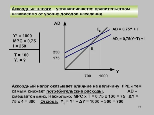 Аккордные налоги – устанавливаются правительством независимо от уровня доходов населения. Y°