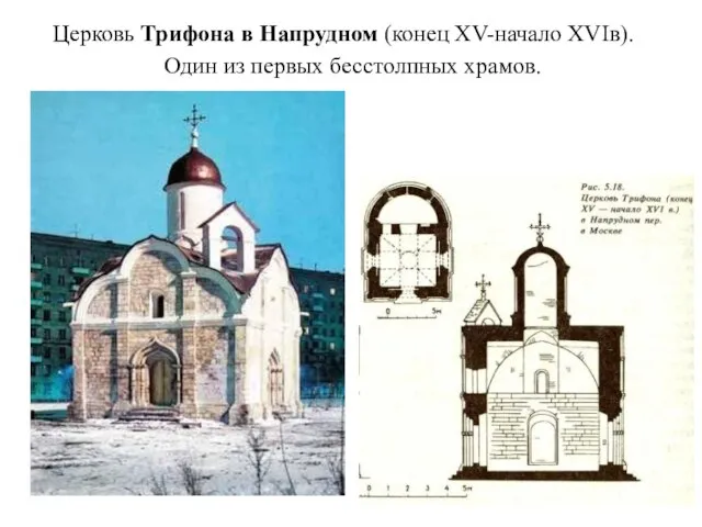 Церковь Трифона в Напрудном (конец XV-начало XVIв). Один из первых бесстолпных храмов.