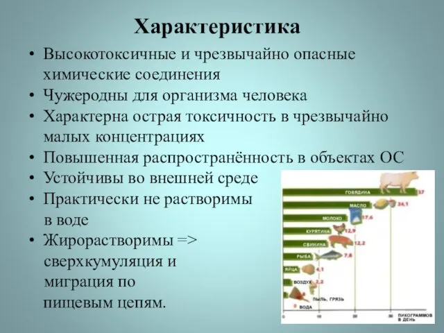 Характеристика Высокотоксичные и чрезвычайно опасные химические соединения Чужеродны для организма человека