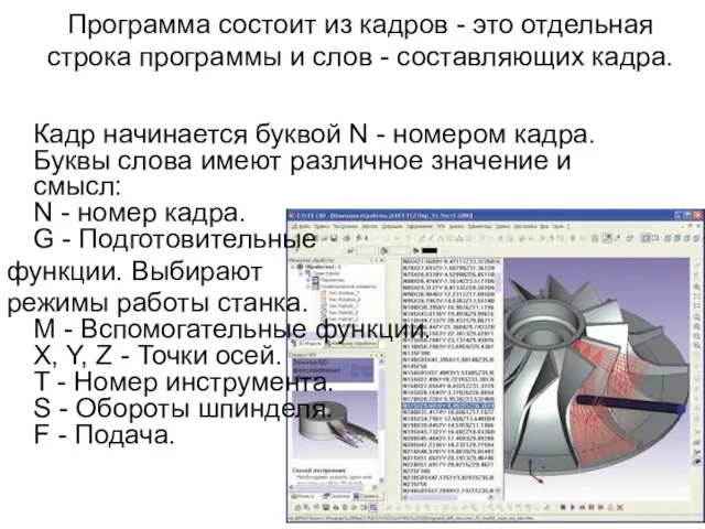 Программа состоит из кадров - это отдельная строка программы и слов