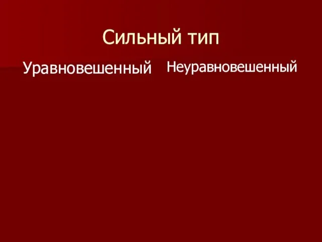 Сильный тип Уравновешенный Неуравновешенный