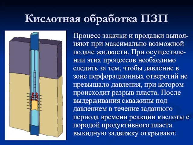 Процесс закачки и продавки выпол-няют при максимально возможной подаче жидкости. При