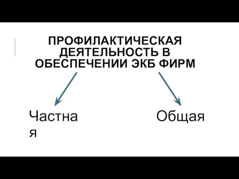 ПРОФИЛАКТИЧЕСКАЯ ДЕЯТЕЛЬНОСТЬ В ОБЕСПЕЧЕНИИ ЭКБ ФИРМ Частная Общая