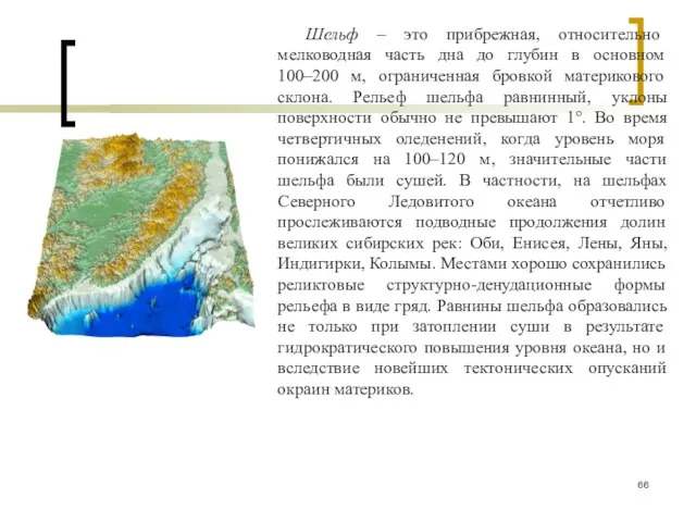 Шельф – это прибрежная, относительно мелководная часть дна до глубин в