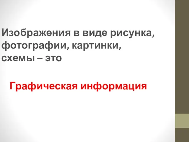 Изображения в виде рисунка, фотографии, картинки, схемы – это Графическая информация