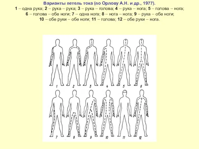 Варианты петель тока (по Орлову А.Н. и др., 1977). 1 –