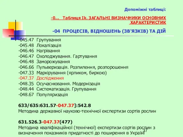 Допоміжні таблиці: -0… Таблиця Ik. ЗАГАЛЬНІ ВИЗНАЧНИКИ ОСНОВНИХ ХАРАКТЕРИСТИК -04 ПРОЦЕСІВ,