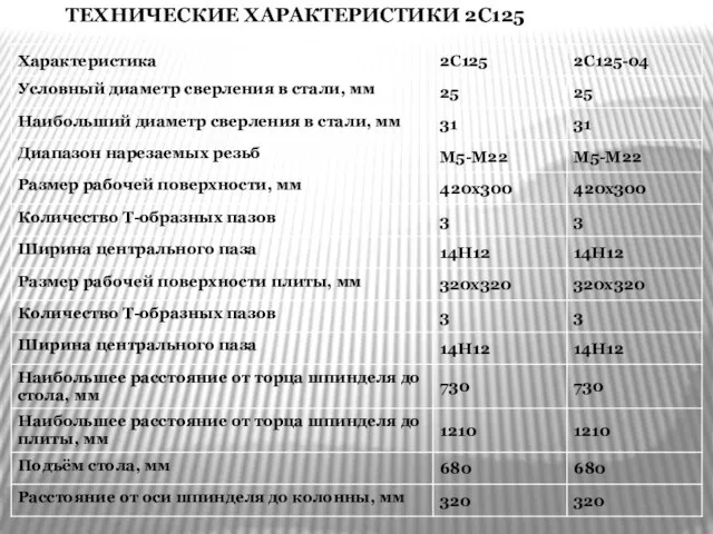 ТЕХНИЧЕСКИЕ ХАРАКТЕРИСТИКИ 2С125