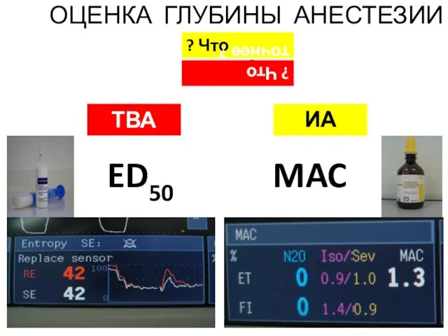 ТВА ИА ED50 MAC ОЦЕНКА ГЛУБИНЫ АНЕСТЕЗИИ ? Что точнее ? ? Что точнее ?