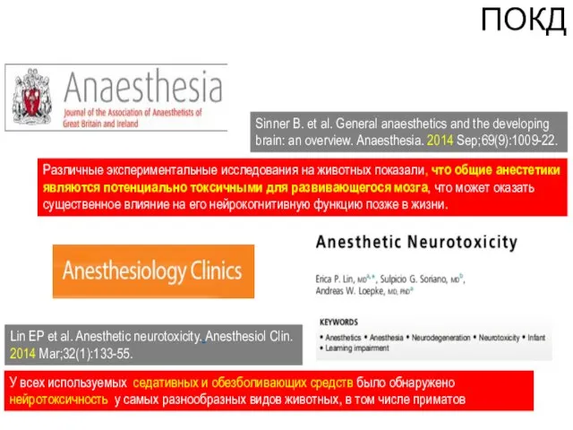 Sinner B. et al. General anaesthetics and the developing brain: an