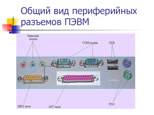 Общий вид периферийных разъемов ПЭВМ