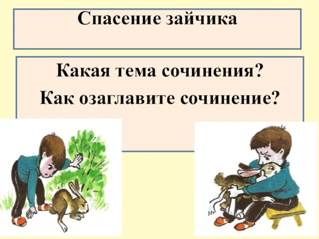 Спасение зайчика Какая тема сочинения? Как озаглавите сочинение?