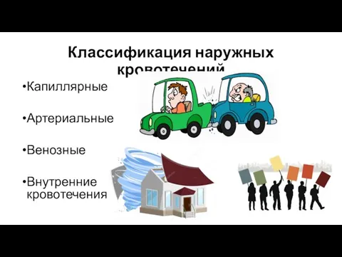 Классификация наружных кровотечений Капиллярные Артериальные Венозные Внутренние кровотечения