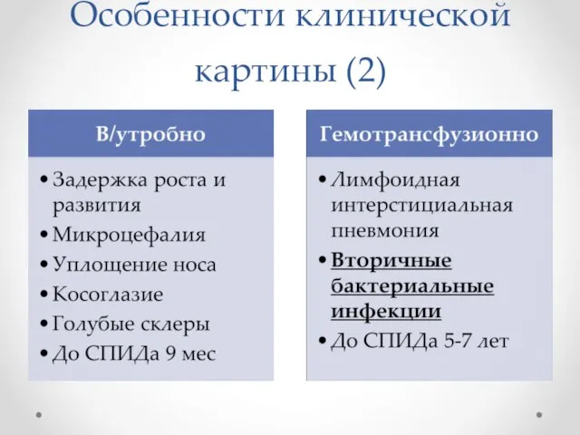 Особенности клинической картины (2)