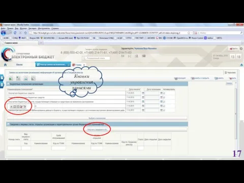 Кнопки управления записями 17